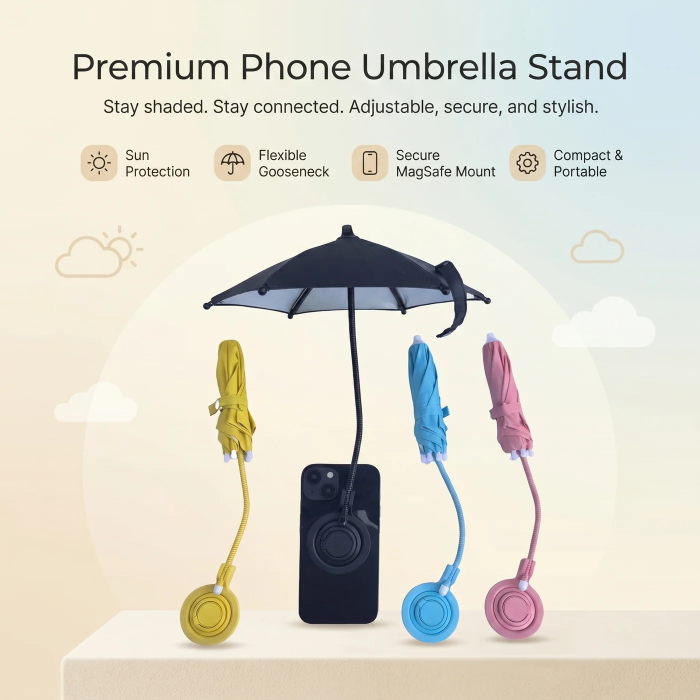 Phone Umbrella Accessory Portable Sunshade Holder - Image 2