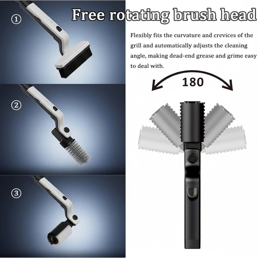 Outdoor Grill Brush Stainless Steel Electric Brass Bristles - Image 2