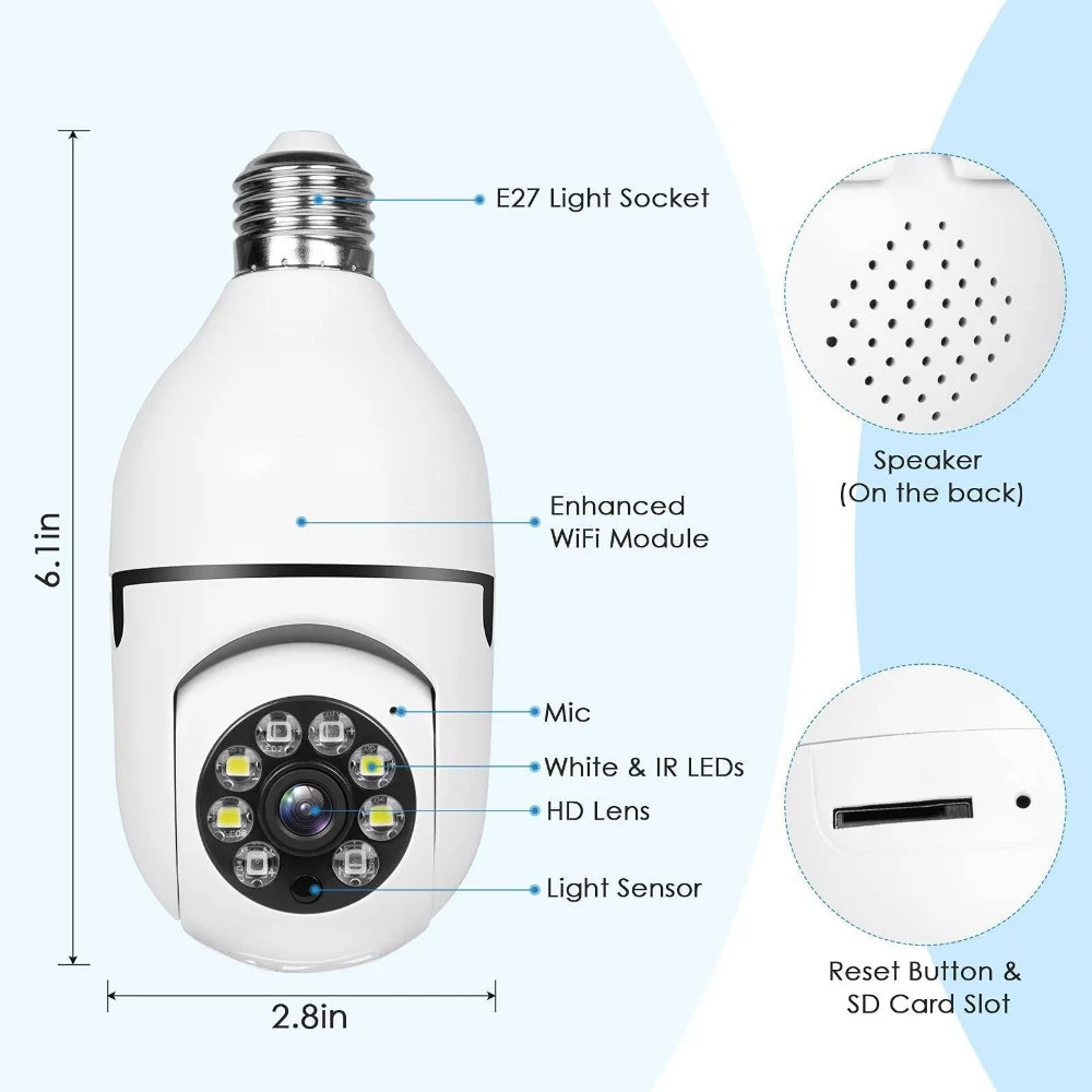 Wireless Outdoor Indoor Security Camera Lightbulb - Image 2